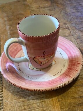 Pink Birthday 8” Ceramic Cake Plate and Mug Set by Ruby